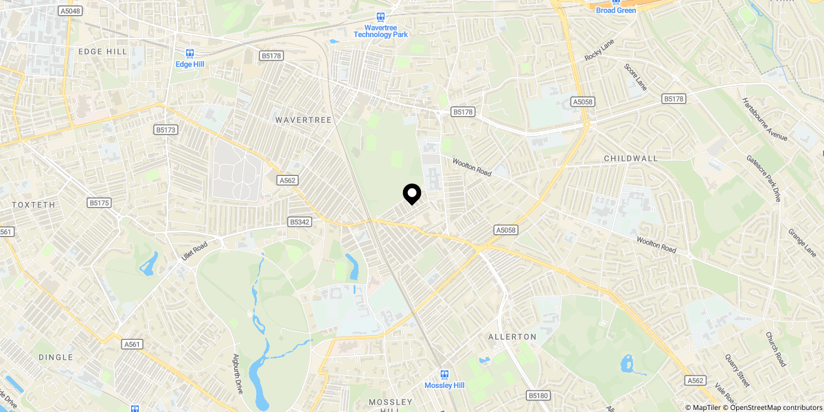 Approximate location of Grant Avenue, Wavertree, Liverpool, L15 5AY