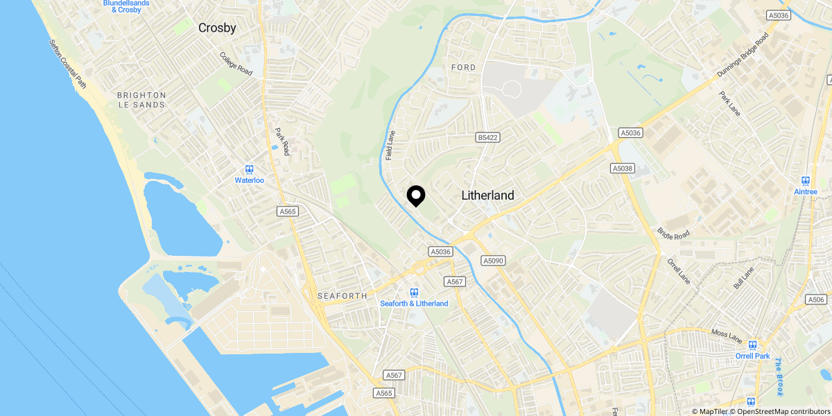 Approximate location of Bankside Court, Field Lane, Litherland