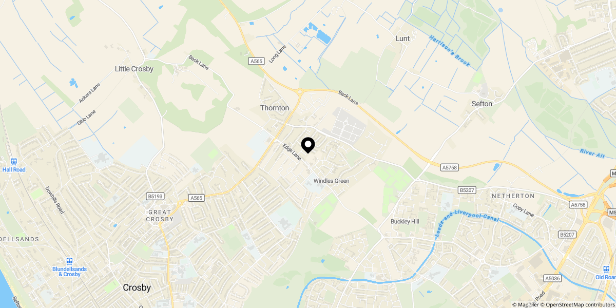 Approximate location of Moorlands Road, Thornton
