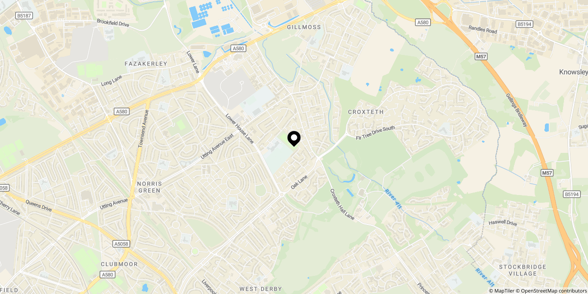 Approximate location of Ashwater Road, West Derby