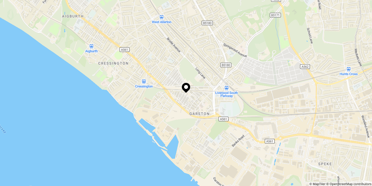 Approximate location of Ebrington Street, Garston
