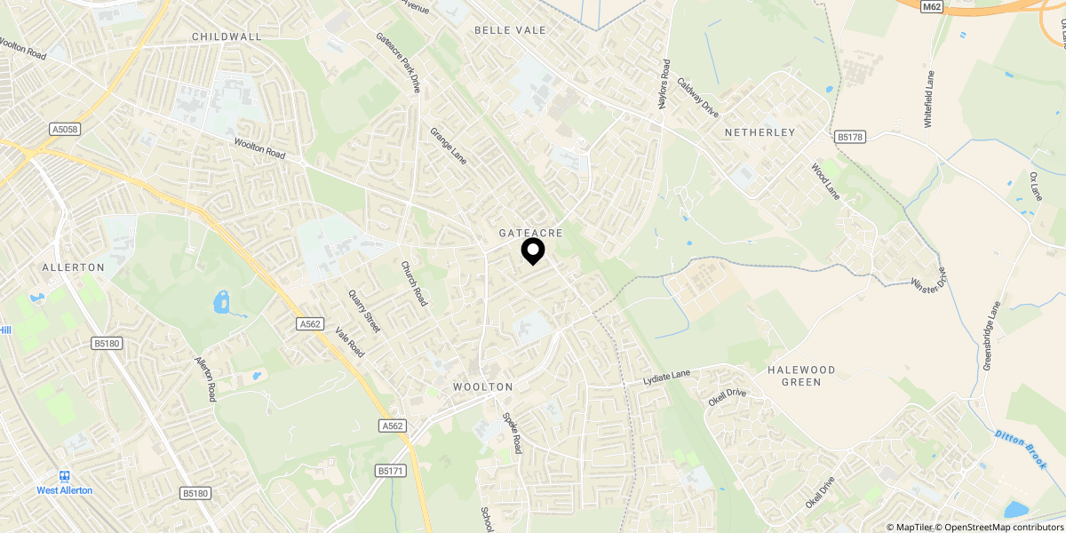 Approximate location of Gateacre Brow, Gateacre, L25